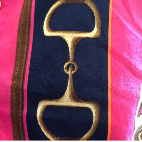 RALPH LAUREN Rare Pink Equestrian Horse Bit Stirrup Beautiful Luxury Blouse M - Picture 14 of 15